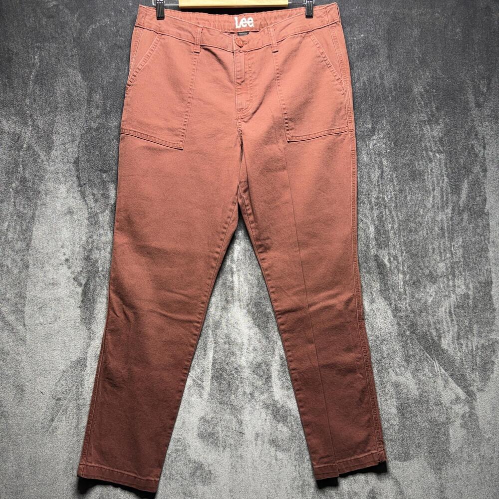Lee Chino Pants Womens 12 Red Stretch Twill Tapered Heritage Casual Workwear